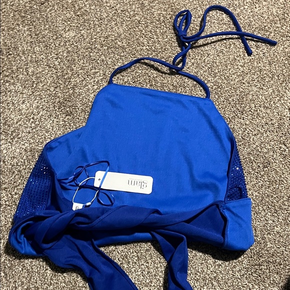 Blue Rhinestone Halter Top - Picture 2 of 2